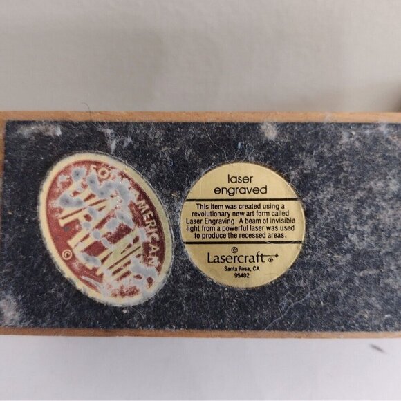 Vintage Laser Craft Engraved Walnut Envelope Card Pen Desk Holder Tree Floral - Picture 9 of 11